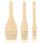 Aster 3pcs Flat Hake Paint Brushes, Hake Brush for Watercolor Artist Painting Brushes Set Hake Brushes for Pottery Sheep Hair Bristles Brush for Wash Ceramic Oil, 1 Inch, 2 Inch, 3 Inch