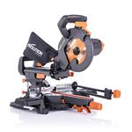 Evolution Power Tools R210SMS+ Sliding Mitre Saw With Multi-Material Cutting, Cuts Wood, Metal, Plastic & More, 45° Bevel, 50° Mitre, 230mm Slide, 1500 W (230 V)