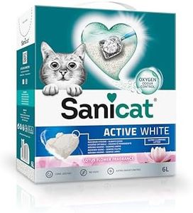 Sanicat - Lettiera agglomerante Active White Fiore di Loto | A base di minerali naturali per garantire il controllo dei cattivi odori | Assorbe l'umidità e facilita la pulizia