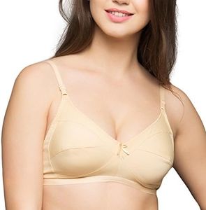 Clovia Women's Cotton Rich Non-Padded Full Support Bra (BR0185Q24_Beige_34D)
