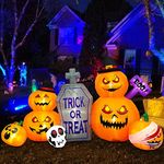 Danxilu 8 FT Long Halloween Inflatables Outdoor Decorations- Blow Up Pumpkin Lanterns with Tombstone Skulls Halloween Yard Decorations Built-in LED Lights Décor for Lawn Garden Holiday Party