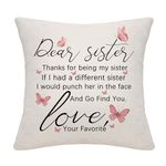 Funny Sister Gift Women Throw Pillow Cushion Cover for Sister from Sister or Brother Sister Birthday Gift Graduation Gift (sister-6)