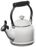 Le Creuset Enamel On Steel Demi Tea Kettle with Metal Finishes, 1.25 qt, White