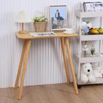 Craftsline Small Study Table, 27.5×15.7×28.7 Inch Square Kitchen Tables with 4 Solid Wood Legs, Mid Century Modern Student Writing Computer Table for Dining Room Living Room Office Small Space