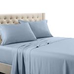 Royal Tradition Twin Extra Long Size 600 Thread Count Solid Blue Sheet Set 100% Cotton 4pc Bed Sheet Set (Deep Pocket) 600TC