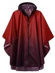 Rain Poncho Adult Waterproof Outdoor Hooded, Poncho Waterproof for Women with Zipper, Festival Ponchos Waterproof Long, Waterproof Capes Plus Size, Red and Violet