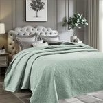 Sophia and William Bed Quilt Bedspread Coverlet - Reversible, Lightweight - Queen Size, Sage