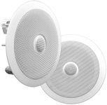 Pyle PDIC60 Home Ceiling Speaker System Wall Mount Speakers Pair of 2-Way Midbass Woofer Speaker - White,6.5 Inch