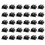 Kcmell 30 Pieces Cable Clips, Black Self Adhesive Cable Clips Cable Tidy Clips Outdoor Light Sticky Wire Clips Cable Organiser Clips with Storage Box for Car Home Office Under Desk