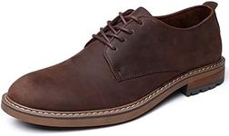 Mens Dress Shoes, Lace Up Plain Toe Leather Oxford Coffee 7