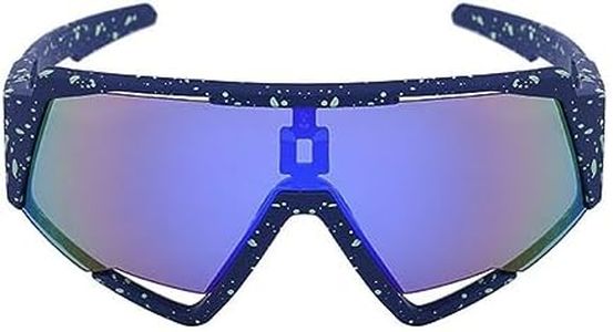 AOOLIA Trendy Geometric Cycling Sport Sunglasses, Driving Running Wraparound UV Protection Outdoor Shield Glasses for Women Men (Blue)
