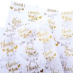 MR FIVE 50 Sheets White with Metallic Gold Thank You Tissue Paper Bulk,20" x 14",Thank You Tissue Paper for Packaging,Gift Bags,Metallic Gold Tissue for Graduation,Birthday,Thanksgiving