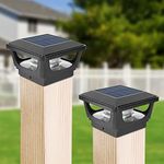 GEYUEYA Home Solar Post Cap Lights Outdoor,IP65 Waterproof Solar Fence Post Lights for 3x3 4x4 inch Wooden Posts Deck Patio Garden Yard Decoration-2 Pack