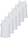 LOREZA ® Boys Vests White - 100% Cotton 8-9 Years - 6 Pcs.