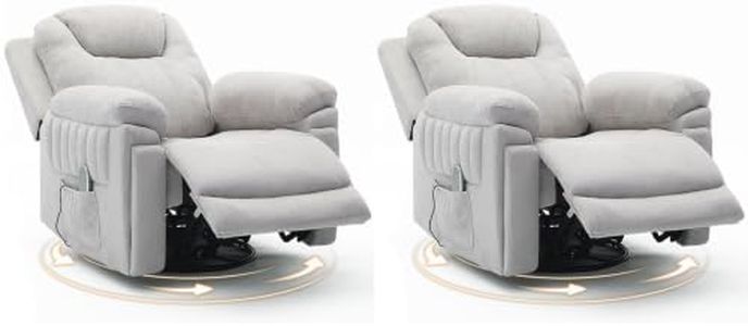 Ziviki 2 Pack Power Recliner Chair with Auto Rocking, Gray