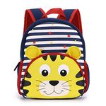 IGNPION Nursery Kids Backpacks Toddle Children School Bag Zoo Lunch Bag 3D Cute Animal Cartoon Preschool Rucksack (Stripe Tiger)