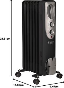 Russell Hobbs Oil Radiator, 1500W – Portable Electric Heater, Black