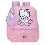 Hello Kitty Hearts & Dots School Backpack Pink 23x28x10cm Polyester 6.44L, pink, Backpack 28