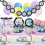 Sparkle and Bash 207 Pieces Music Birthday Party Supplies with Plates, Napkins, Cups, Tablecloth, Cutlery, Banner, Favor Bags, Balloons (Serves 24)