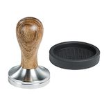 CreepyParty Coffee Tamper, 58mm Espresso Press with Mat 304 Stainless Steel Base Wooden Handle for Coffee Grounds Barista Espresso Machines Accessory