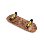SPITBOARDS 32mm Fingerboard Complete Real Wood Set-Up (Pre-Assembled, 5-Layers), Trucks with Lock-Nuts, Bearing Wheels, Foam Grip Tape, (Deck: burl Wood, Trucks: Gold, Wheels: Black)