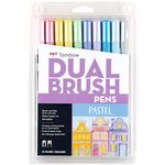 Tombow 56187 Dual Brush Pen Art Markers, Pastel, 10-Pack. Blendable, Brush and Fine Tip Markers