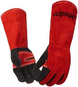 vclpower Fireplace Welding Gloves Fire Heat Resistant16IN 932°F Fireproof Leather for Fire Pit Wood Stove Campfire Furnace BBQ Baking,Grill Oven Stick Mig Tig Gear Birthday Christmas Gift for Man L