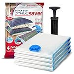 Spacesaver Premium Vacuum Storage Bags with 80% More Storage - Includes Hand-Pump for Travel - Double-Zip Seal and Triple Seal Turbo-Valve for Max Space Saving - Jumbo 4 Pack