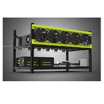Mining Rig Frame, 8 GPU Aluminum Stackable Open Air Mining Case Computer Frame Rig Ethereum Veddha (6GPU+5FANS-V3D)