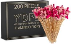 Flamingo Food Picks, set of 200 Cocktail Toothpicks of Flamingo Picks Hawaiian Lua, Set of Fruit Kabob Skewers, 4.7" bamboo fancy toothpicks, Pink Cocktail stirrers (Flamingo)