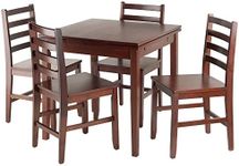 Winsome Wood Solid Wood Pulman 5 Piece Set Extension Table with Ladder Back Chairs