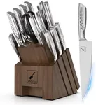 imarku Knife Set, 16PCS High Carbon Stainless Steel Kitchen Knife Set with Block Ultra Sharp Knife Block Set, Japanese Knife Set with Dotted Non-slip Ergonomic Handle, Dark Brown, Best Gifts