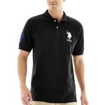 U.S. Polo Assn. Men's Solid Pique Polo, Black, Large