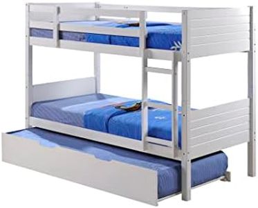 Visco Therapy Lala Bunk Bed, 3FT, Stylish White Wooden Frame with Drawers or Trundle. (Frame with Trundle)