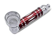 Metal Smoking Pipes Tobacco Pipe Cigarette Holder Free 5 Screens (Red)