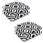 HARBOREST Outdoor Chair Cushions Set of 4 - Round Corner Waterproof Outdoor Cushions for Patio Furniture - Patio Furniture Cushions with Ties, 17"x16"x2", Black/White Diamond