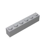 Classic Bulk Brick Block 1x6, 100 Piece Light Gray Brick 1x6, Compatible with Lego Parts and Pieces 3009, Creative Play Set - Compatible with Major Brands(Colour:Light Gray)