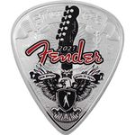 TREASURE WORLD COLLECTIBLES Silver Fender Guitar Pick 1 Oz Silver Coin Solomon Islands 2021