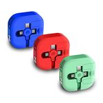 Gartmost 3 Pcs Single Pull Three in One Charging Cable Cord. 3 in 1 Charging Cable Retractable. Data Transmission. Compatible with Phone, Android, Tablet (Blue+Green+Red)