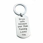 AmDxD Motorcycle Key Ring, Stainless Steel Military Plate Engraved Drive Safe Spout, Silver, 2.8 x 4.8 cm, 50 x 28 mm, One size