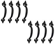 Adonai Hardware "Nethaniah Antique Cast Iron Cabinet Pull Handles (7" x 8 Pack, Matte Black) for Vintage Wooden Barn Doors, Gates, Closets, Furniture, Drawers, Cupboards, Wardrobes and Sheds