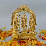 CRAFTHUT Ram Darbar Brass Murti Statue for Pooja Room & Gift, Religious Idol Figurine for Home & Office Decor, Hindu Lord Ram with Laxman and Goddess Sita Devi (L-7cm x B-2.5cm x H-9cm, 230 g)