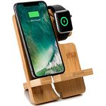 J JACKCUBE DESIGN Smartphone and Watch Stand Charging Dock Bamboo Station Wood Key Wallet Men accessories Holder: MK243A (brown)