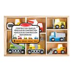 Melissa & Doug Wooden Construction Site Vehicles With Wooden Storage Tray (8 pcs) | Wooden Construction Toys, Vehicle Toys, Wooden Cars For Toddlers And Kids Ages 3+