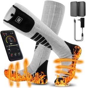 Heated Socks for Men Women - Unisex Rechargeable Heated Electric Socks - 7.4V 3000mAh Battery Powered Heat Ski Socks - Riding Camping Skiing Hiking Warm Thermal Winter Heating Socks (Large)