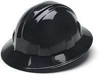 Pyramex Safety SL Series Full Brim Hard Hat, 4-Point Ratchet Suspension, Black, Medium