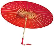 AEAOA Plain Bamboo Cloth Parasol Umbrella Great for Wedding Party Favor (Red)