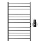 POPFLY Electric Towel Warmer, 40×24 Inch Large Towel Warmers for Bathroom with Built-in Timer & Temperature Multi-Level Adjustments, 12 Bars 304 Stainless Steel Heated Towel Rack, Brushed