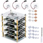 GeeekPi Acrylic Cluster Case For Raspberry Pi 4 Model B,Pi Case With Cooling Fan And Heatsinks For Raspberry Pi 3 Model B+,Raspberry Pi 3/2 Model B