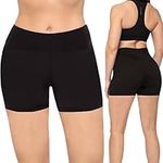 SATINA High Waisted Black Biker Shorts for Women with & Without Pockets | Workout Shorts for Gym, Running, Yoga & More | 13 & 20 Cm Inseam